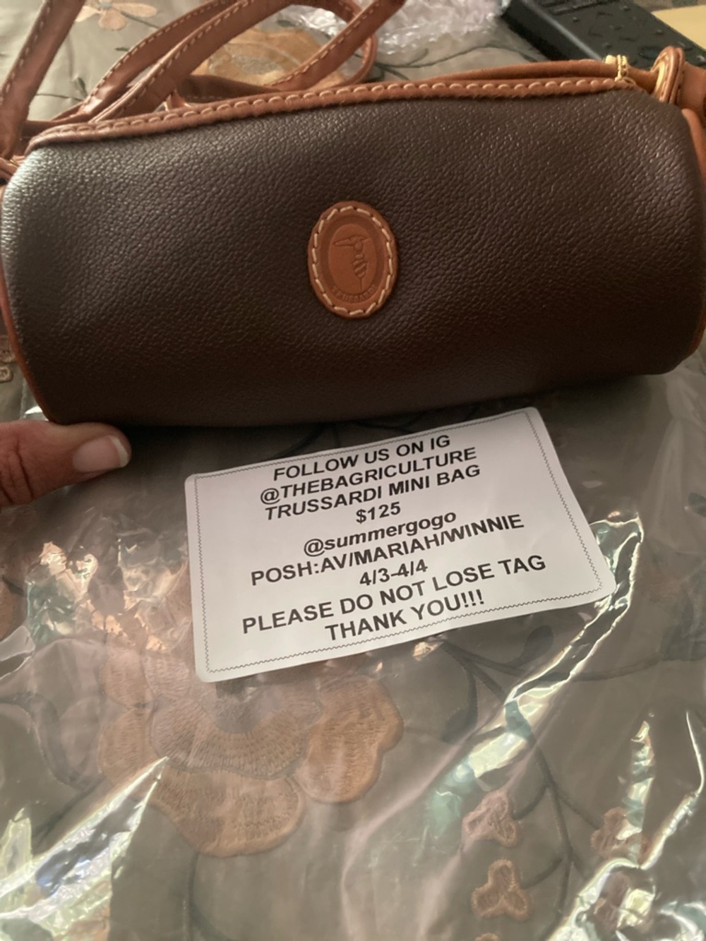 (Repost) Tru Trussardi Brown Clutch with Tan Trim
